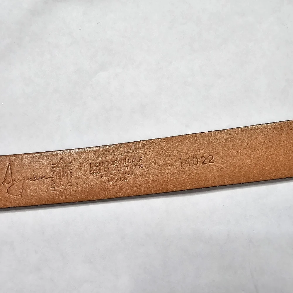 Martin Dingman Men's Brown Leather Belt Lizard Grain Calf Leather Size 38